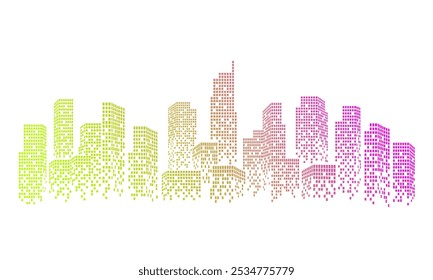 City with many skyscraper futuristic abstract background for banner, wallpaper, vaporwave art.