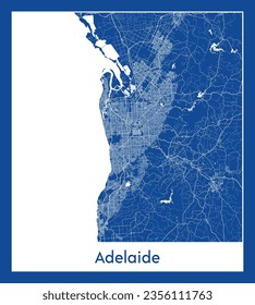 City Map Adelaide Australia blue print round Circle vector illustration