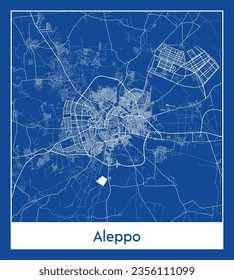 City Map Aleppo Syria Asia blue print round Circle vector illustration