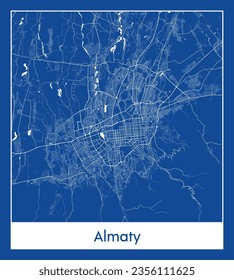 City Map Almaty Kazakhstan Asia blue print round Circle vector illustration