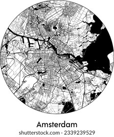 City Map Amsterdam Netherlands Europe round Circle vector illustration