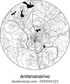 City Map Antananarivo Madagascar Africa round Circle vector illustration