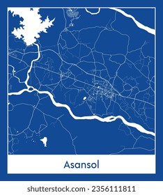 City Map Asansol India Asia blue print round Circle vector illustration
