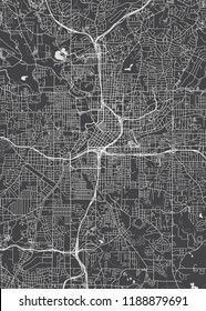 City map Atlanta, monochrome detailed plan, vector illustration