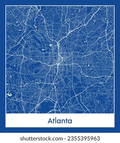 Mapa de la ciudad Atlanta Estados Unidos Norteamérica Impresión azul Circle vector ilustración