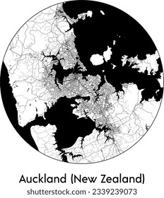 City Map Auckland New Zealand New Zealand Oceania round Circle vector illustration