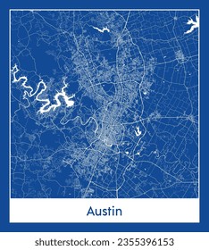 Mapa de la ciudad Austin Estados Unidos Norteamérica impresión azul Circle vector ilustración