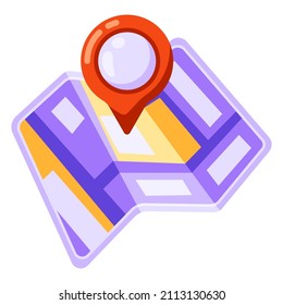 City map background design with marker. Illustration of streets, roads and buildings. Image for geography and cartography, travel and tourism.