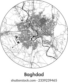 City Map Baghdad Iraq Asia round Circle vector illustration