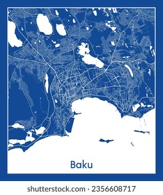 City Map Baku Azerbaijan Asia blue print round Circle vector illustration svg