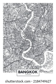 Mapa urbano de Bangkok, planificación urbana diseño de afiches vectores de viajes