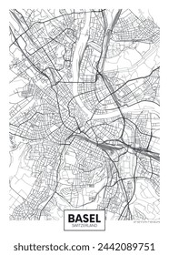 Mapa de la ciudad de Basilea, diseño detallado del póster del vector de viaje de la planificación urbana