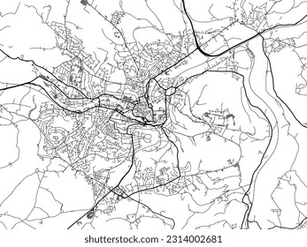 City map of Bath in the United Kingdom with black roads isolated on a white background.