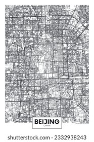 Mapa de la ciudad de Beijing, planificación urbana diseño de afiches vectores de viajes