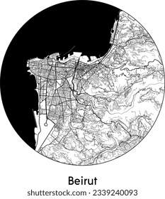 Mapa de la ciudad Beirut Líbano Asia Circular ilustración vectorial