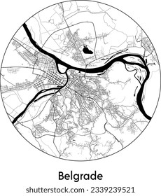 City Map Belgrade Serbia Europe round Circle vector illustration