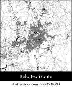 Mapa de la ciudad Belo Horizonte Brasil, ilustración vectorial de Sudamérica