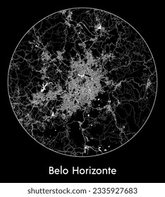 Mapa de la ciudad Belo Horizonte Brasil Sudamérica ilustración de vector circular