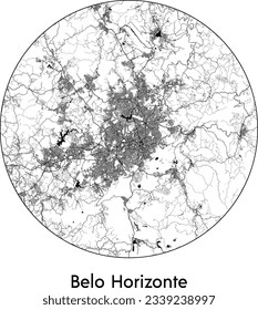 Mapa de la ciudad Belo Horizonte Brasil Sudamérica ilustración de vector circular