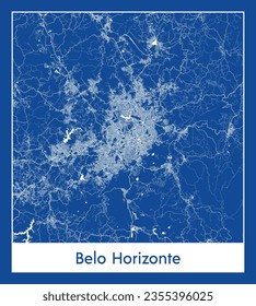 Mapa de la ciudad Belo Horizonte Brasil Sudamérica impresión azul redonda Circular ilustración vectorial