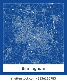 City Map Birmingham United Kingdom Europe blue print round Circle vector illustration