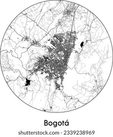 Mapa de la ciudad Bogotá Colombia Sudamérica ilustración de vector circular