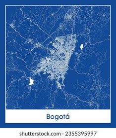 Mapa de la ciudad Bogotá Colombia Impresión azul Sudamérica Circular ilustración vectorial