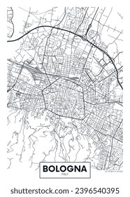 Mapa de la ciudad de Bolonia, planificación urbana diseño de afiches vectoriales de viajes