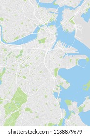 City Map Boston, Color Detailed Plan, Vector Illustration