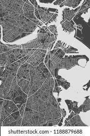 City map Boston, monochrome detailed plan, vector illustration svg