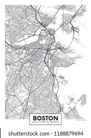 City map Boston, travel vector poster design svg