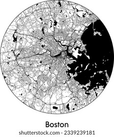 City Map Boston United States North America round Circle vector illustration