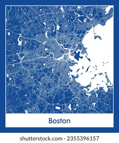 City Map Boston United States North America blue print round Circle vector illustration svg