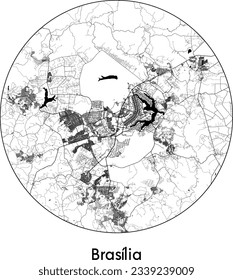 Mapa de la ciudad Brasilia Brasil Sudamérica ilustración de vector circular