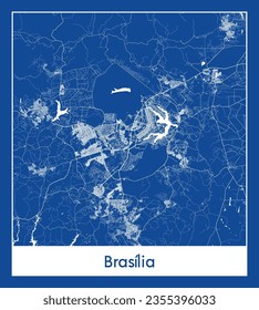 Mapa de la ciudad Brasilia Brasil Sudamérica impresión azul redonda Circular ilustración vectorial