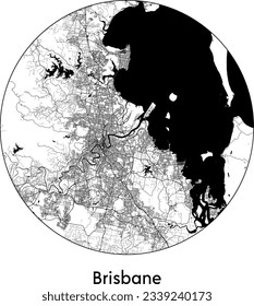 City Map Brisbane Australia round Circle vector illustration