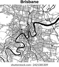 City Map of Brisbane, Cartography Map, Street Layout Map