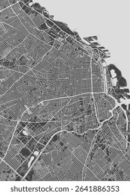 City map Buenos Aires, monochrome detailed plan, vector illustration