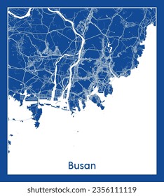 City Map Busan South Korea Asia blue print round Circle vector illustration