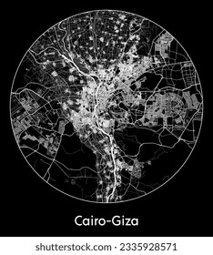 City Map Cairo-Giza Egypt Africa round Circle vector illustration