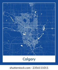 City Map Calgary Canada North America blue print round Circle vector illustration