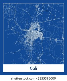 Stadtplan Cali Kolumbien Südamerika blauer Druck rund Circle Vektorgrafik