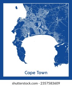 City Map Cape Town South Africa Africa blue print round Circle vector illustration