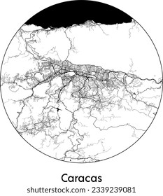 City Map Caracas Venezuela South America round Circle vector illustration