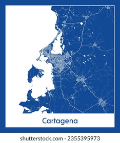 Mapa de la ciudad Cartagena Colombia Impresión azul Sudamérica Circular ilustración vectorial