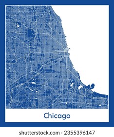 Mapa de la ciudad Chicago Estados Unidos Norteamérica impresión azul Circle vector ilustración