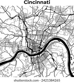 City Map of Cincinnati, Cartography Map, Street Layout Map