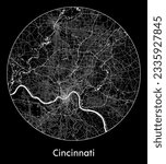City Map Cincinnati United States North America round Circle vector illustration