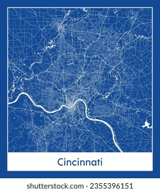 City Map Cincinnati United States North America blue print round Circle vector illustration