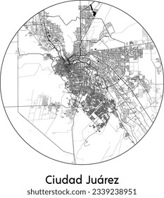 City Map Ciudad Juarez Mexico North America round Circle vector illustration